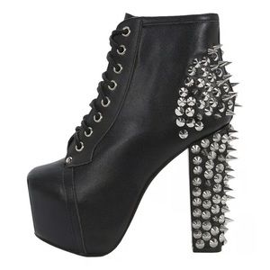 Jeffrey Campbell black platform studded booties